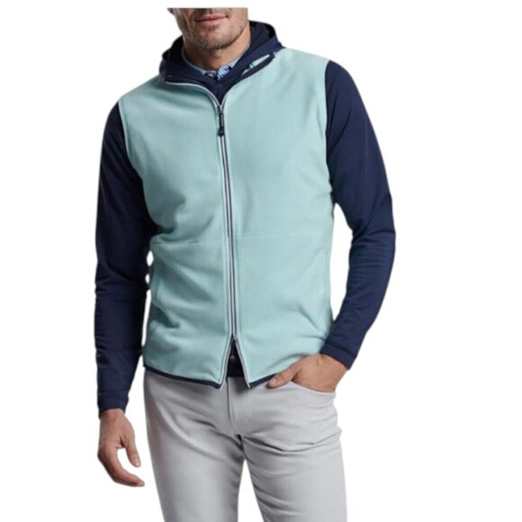 Peter Millar Men Thermal Flow Micro Fleece Light Blue Vest Two Way Full Zip XL - Picture 2 of 16